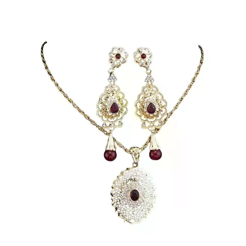 Moroccan Women's Fashion Jewelry Set Necklace, Earrings Luxurious Vintage Style Bridal Wedding Accessories Gift
