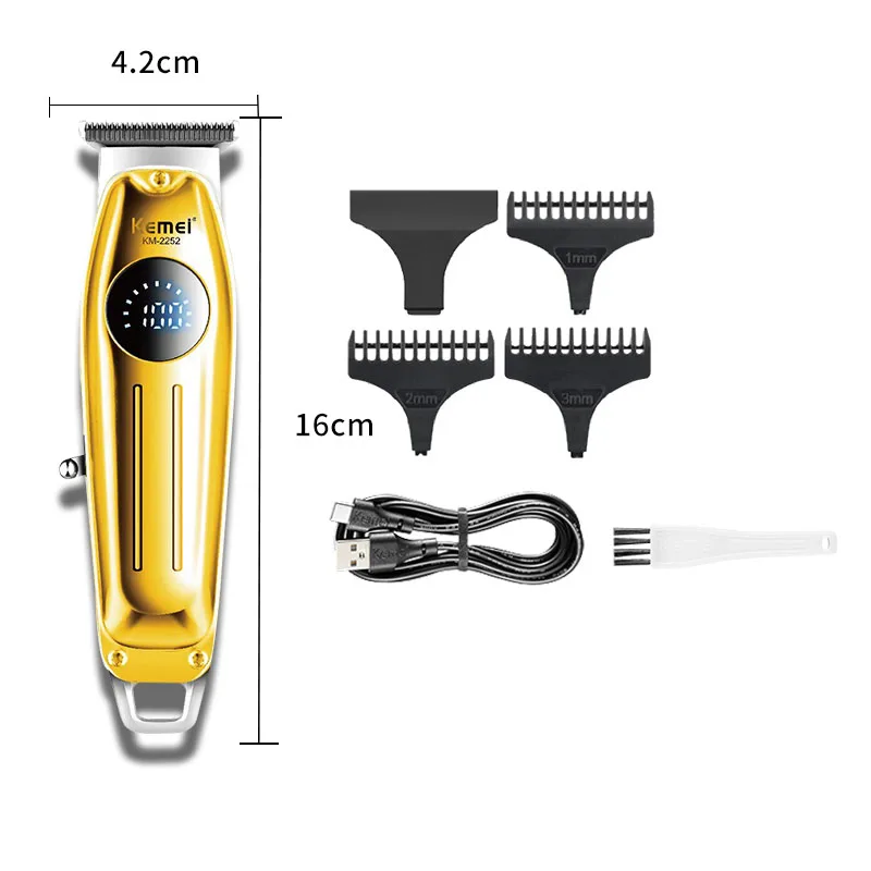 Kemei 2252 ปัตตาเลี่ยนผมไฟฟ้าสําหรับ Man Professional สําหรับร้านตัดผมไร้สายตัดผมโลหะ Beard Trimmer