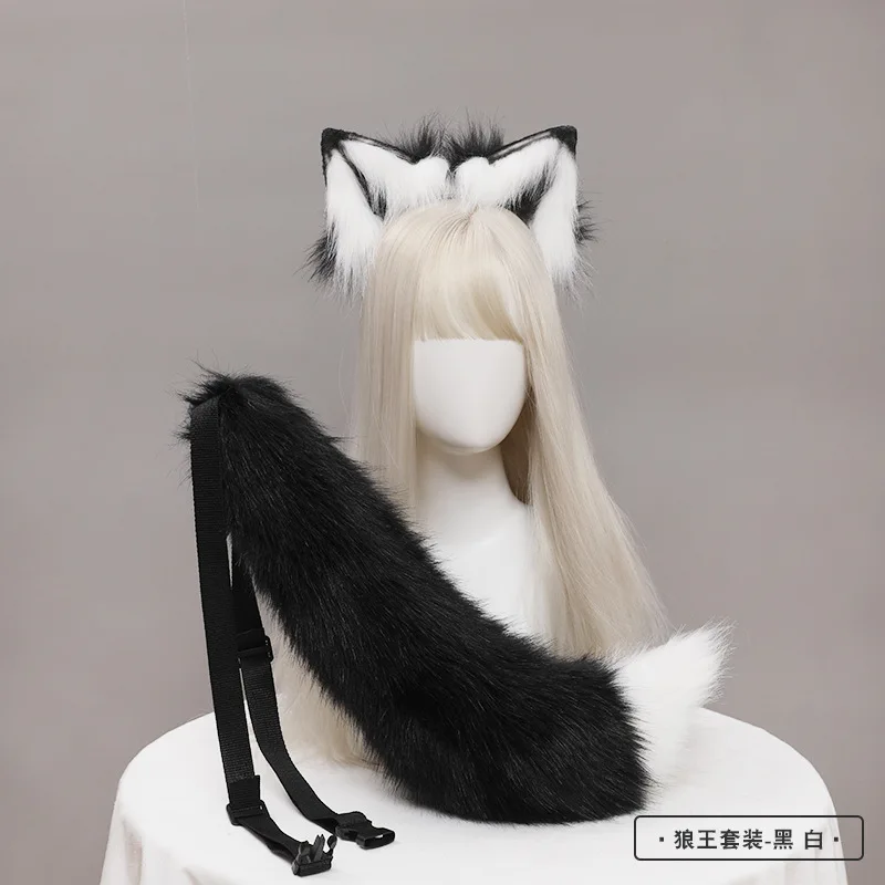 อะนิเมะ Wolf Tail คอสเพลย์อุปกรณ์เสริม Kawaii Faux Fur Fox Tail ชุดฟ็อกซ์หู Headdress JK สาวฮาโลวีนคอสเพลย์ Props Gyaru party