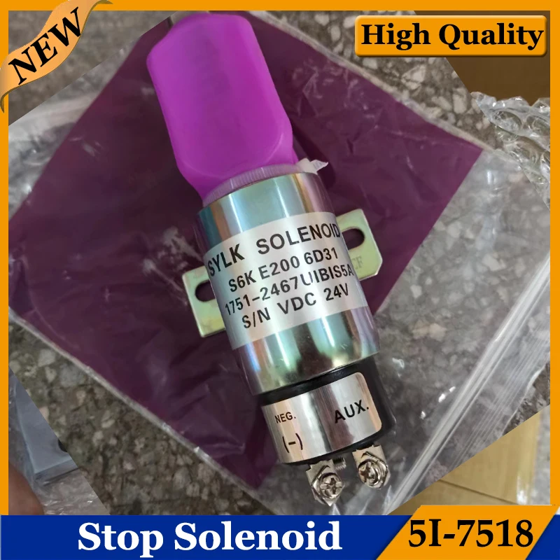 

Excavator Stop Solenoid Switch For S6K E200B E320 HD700-5/7 6D31 6D14 Solenoid 12V 24V 5I-7518 1751-2467UIBIS5A