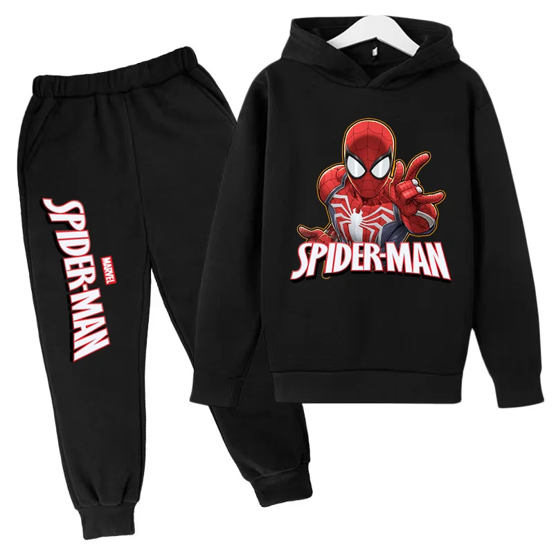 Kids Hoodie Pullover Anime Spider Print Boys Girls Toddler 3-12Y Sweatshirt Top+Pants 2P Charming Coat Sport Jogging Casual Suit