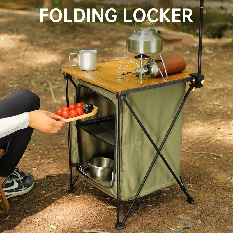 

Outdoor Collapsible Storage Cabinets Multifunctional Toolbox Double Oxford Cloth Camping Cabinets Camping Cooking Cabinets