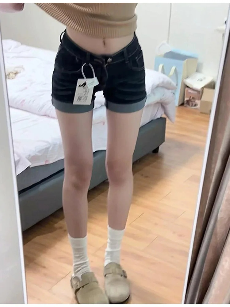 American Style Elastic Denim Shorts Women's Summer New Large Size Fat MM Slim Pear Shape Body A-Line Hot Pants Casual High Wa...