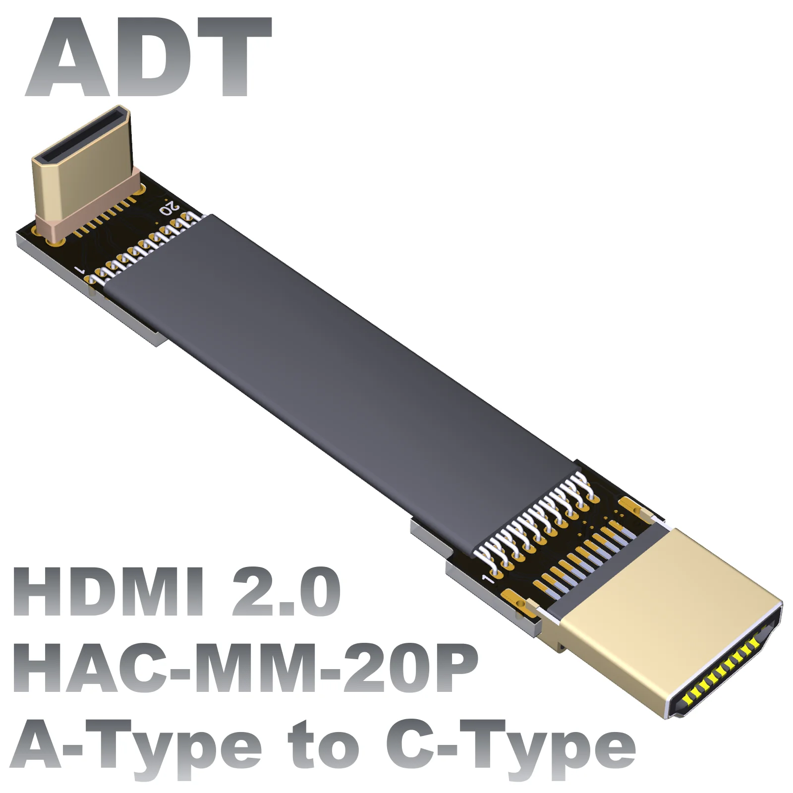 Adtmini-hdmi互換のオス-オスアダプター、4kスクリーン、60hz航空写真、光および薄いフラット、高速延長ケーブル