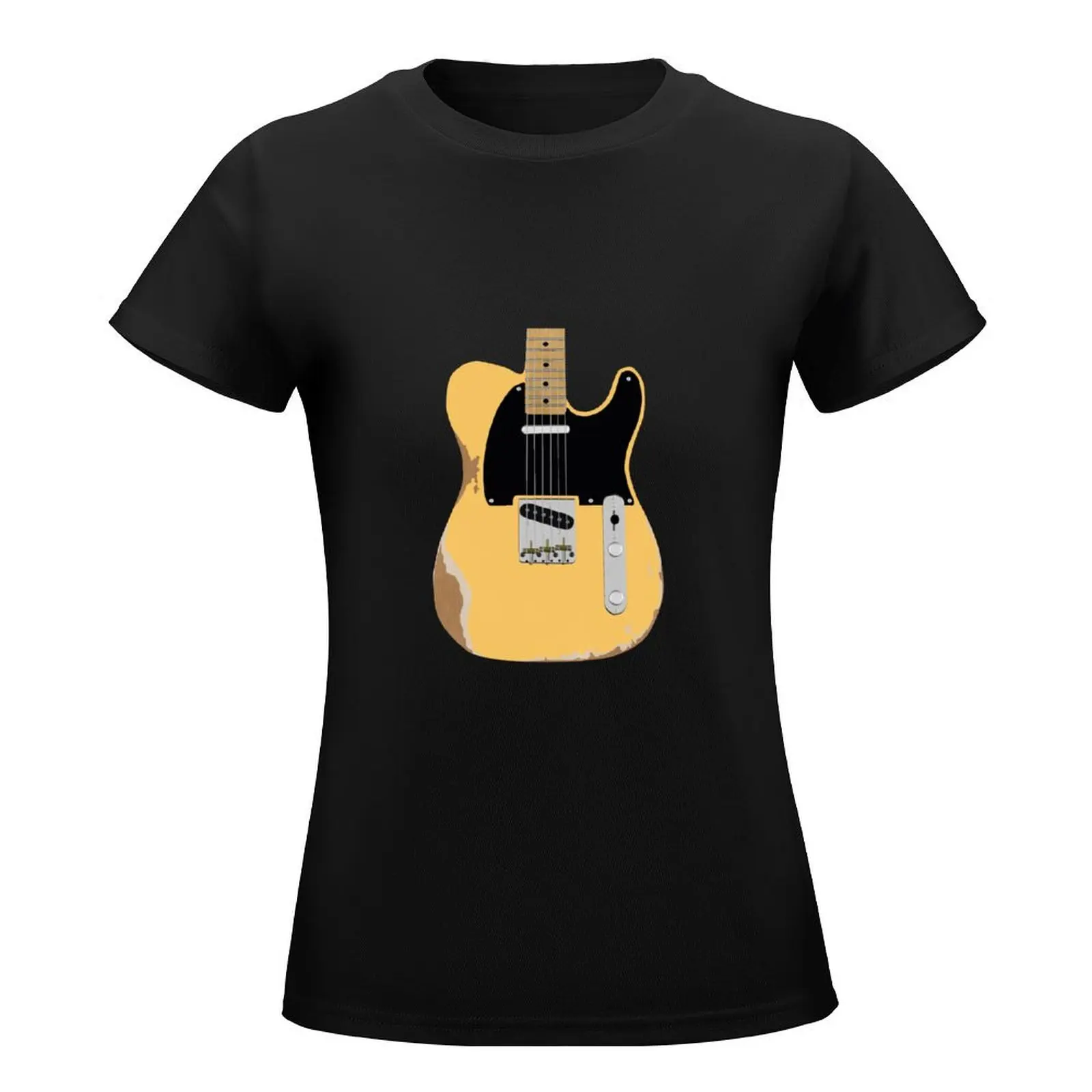 Electric Tele Style Guitar - Digital Artwork T-Shirt oversized hippie clothes Women's clothing