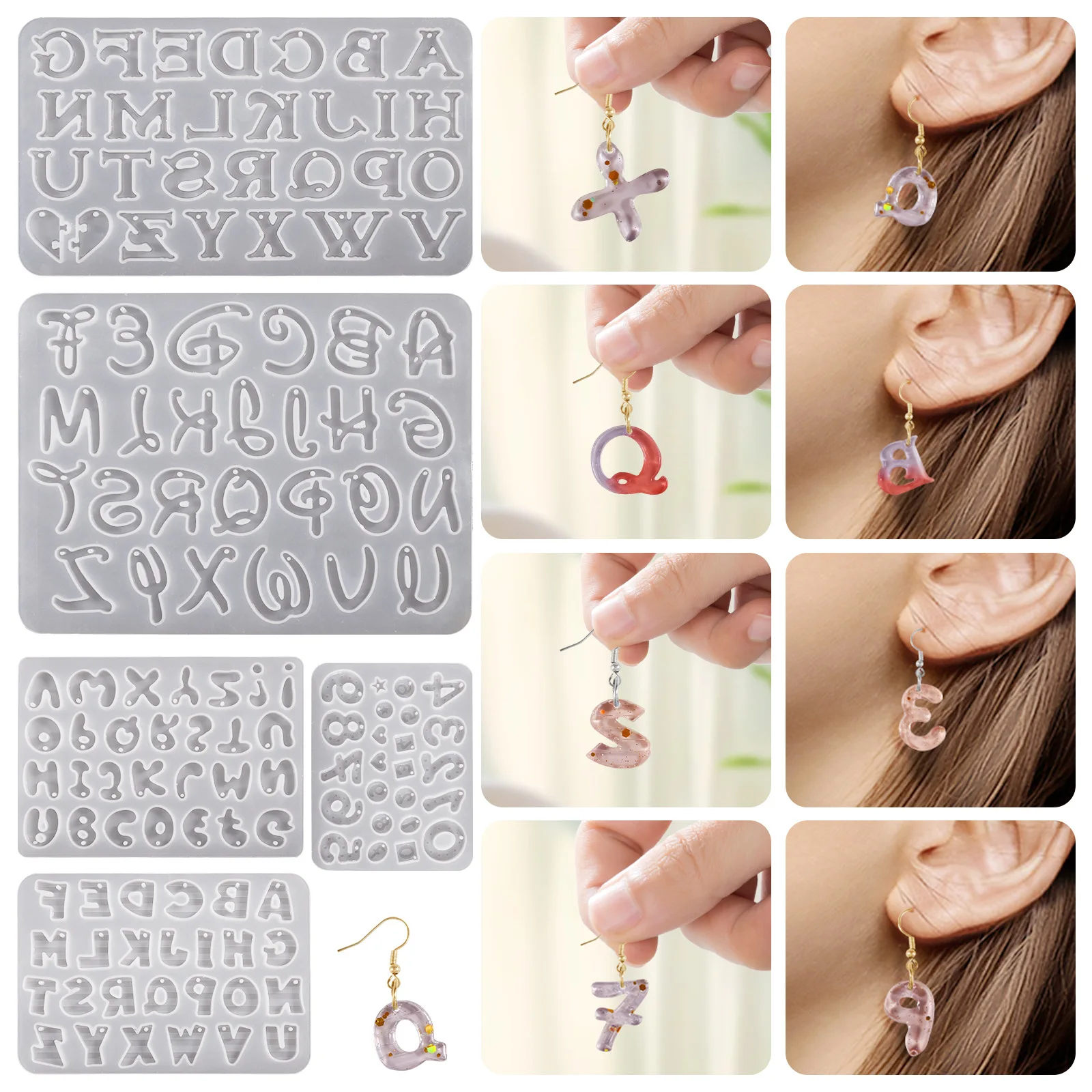 Mini Alphabet Resin Molds Letter Molds Epoxy Casting Number Alphabet Silicone Mold for DIY Earring Necklace Pendant Crafts Deco