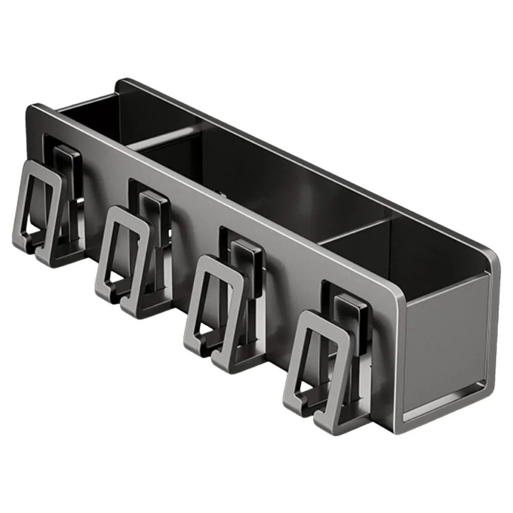 

Space Aluminum Wall Mounted Toothbrush Holder Punch Free Bathroom Toothbrush Organizer Multi Functional Storage Rack