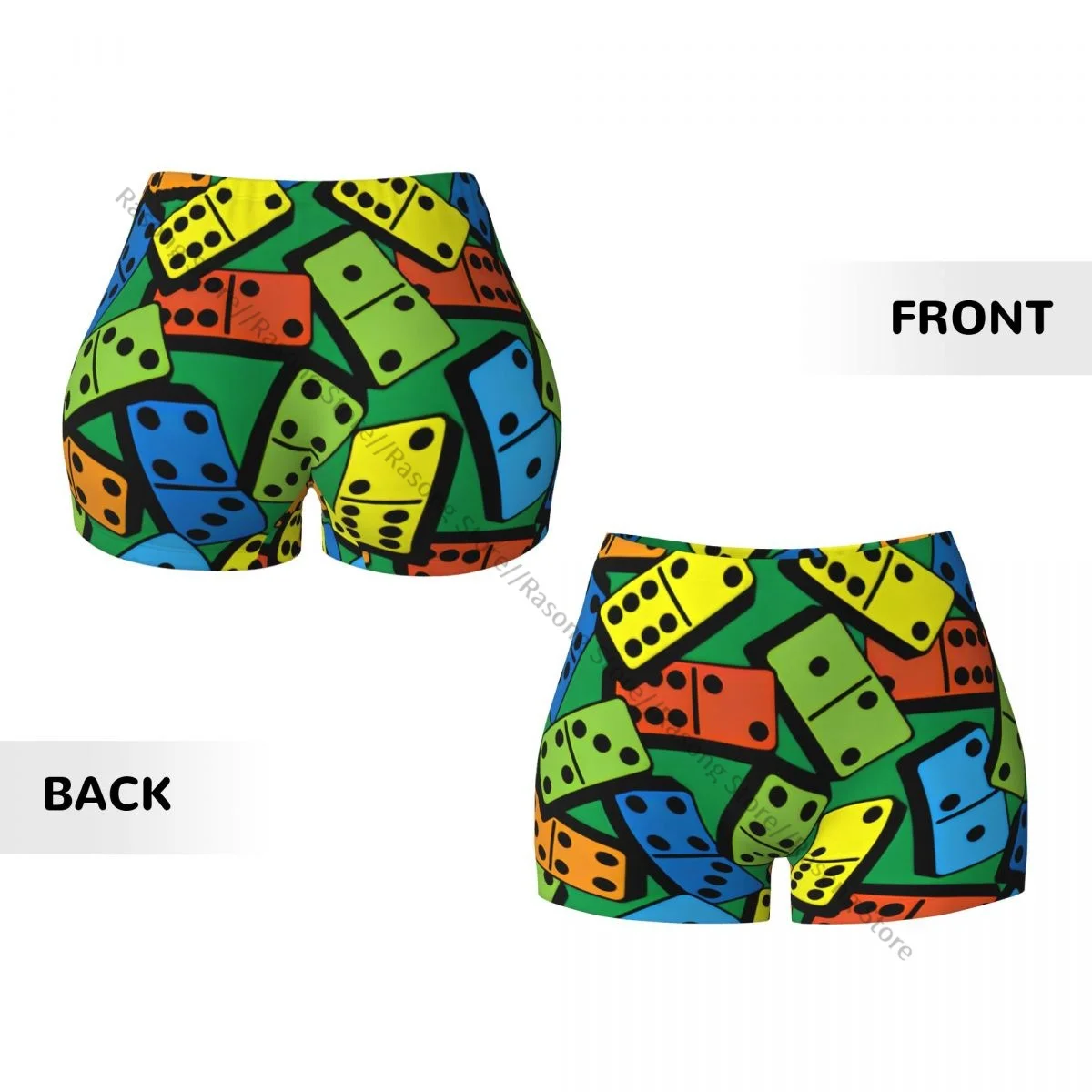 Women's Yoga Shorts Casino Colorful Domino Pattern Scrunch Booty Butt Lifting Comfort Fitness Gym