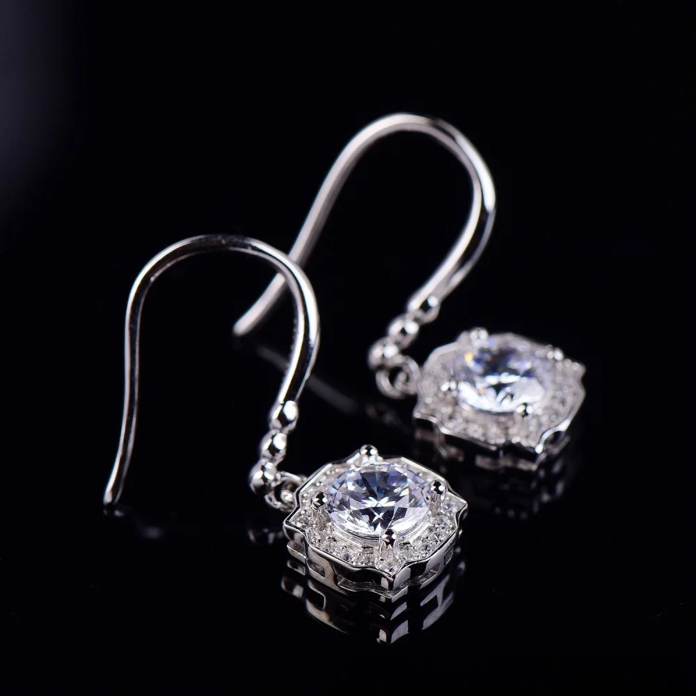 Brinco pendurado de 6,5 mm S925 brincos de prata para mulheres brincos de moissanite com certificado Gra presente de noivado