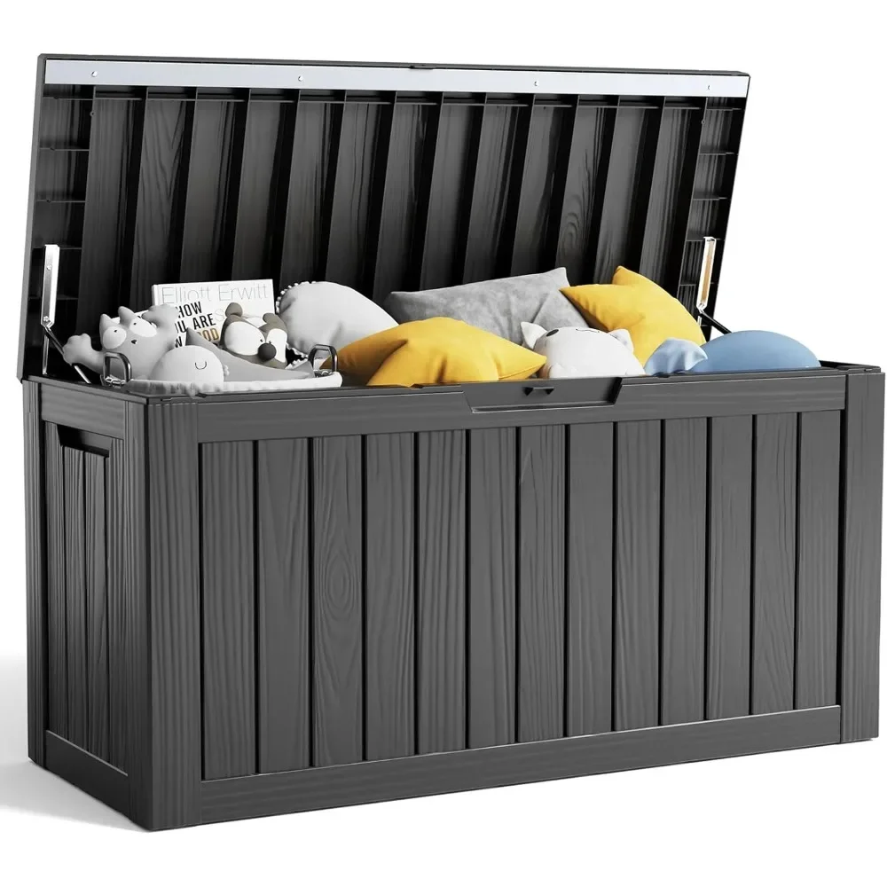 

80 Gallon Resin Deck Box, Lockable Patio Outdoor Storage Box for Furniture, Garden Tools and Tools Storage, Waterproof Outside