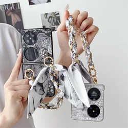 Chinese Style Scarves Bracelet Phone Case For HuaWei P50 Pocket 2 Protective PC Hard Shell Protection Cover