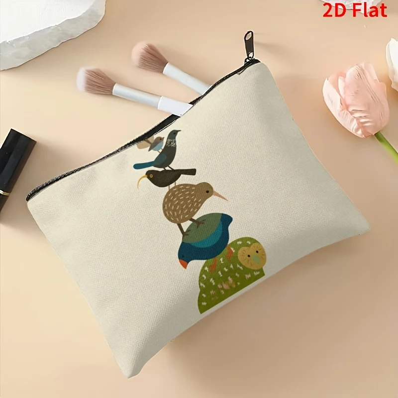 Zealand Birds Stacked Rectangular, Makeup Bag Travel - Lightweight Cosmetic Organizer, Toiletry Pouch, Pill Case and Coin Purse
