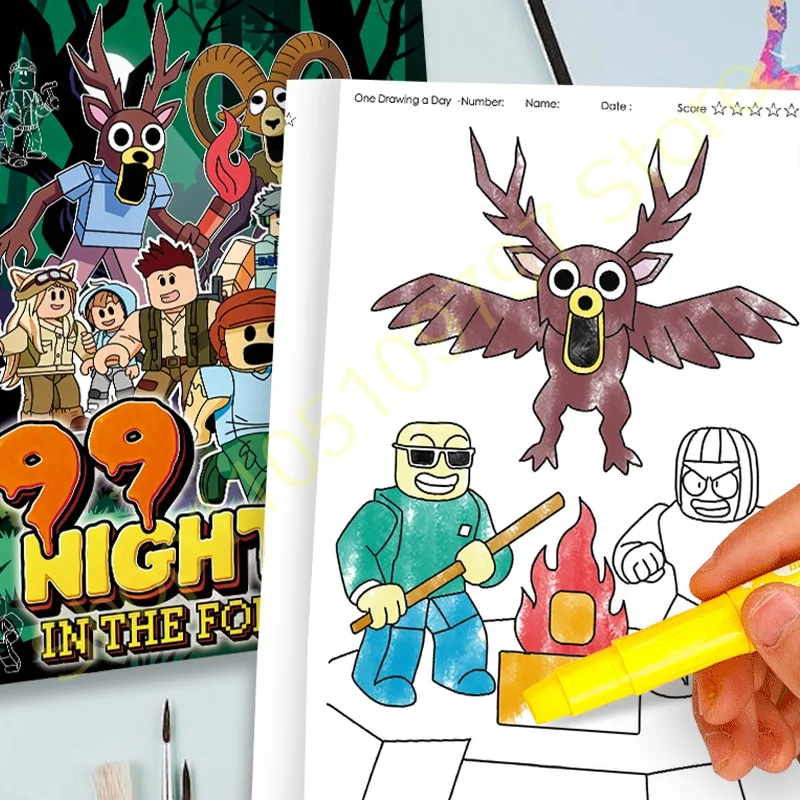 99 ليلة في الغابة الغزلان تلوين كتب الكبار سر الرسم كراسة الرسم فتاة اللعب اللوحة الأنشطة الإبداعية الهدايا الفنية