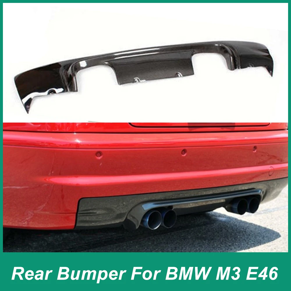 For BMW M3 E46 Rear Bumper Diffuser Iip Chin Splitter Spoiler High-Quality Carbon Fiber Body Kit 1999-2006 Rear Decorative Black