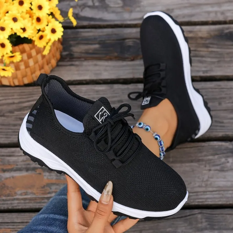 Women's Sneakers Round Toe Low Heel Textured Upper Lace Up Slip on Casual Walking Athletic Style Daily Footwear DesignAthletic