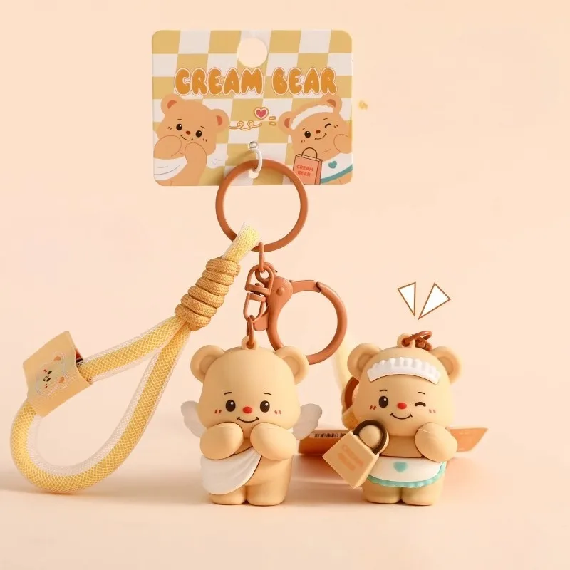

Miniso Масло Кремовый Медведь Кукла Брелок Пара Девушка Милая Школьная Сумка Автомобильный Брелок Орнамент Аниме