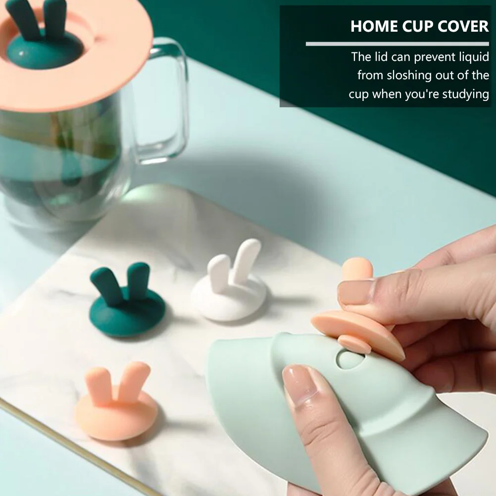 

3Pcs Leakproof Cup Lid Silicone Dustproof Mug Cover Rabbit Ear Seal for Office Home Coffee Study Home Cup Cover