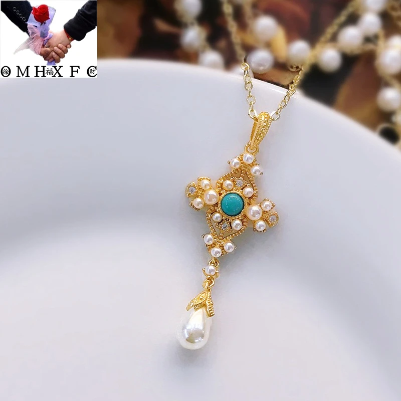 

Wholesale NA709 European Fashion Fine WomanGirl Bride Party Birthday Wedding Gift Luxury Cross 18KT Gold Pendant Necklace