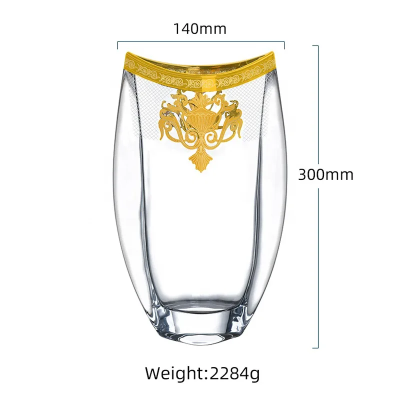 Nordic Luxury Bohemian Design Glass Vase Gold Applique Home Tabletop Decoration High-grade Glass Crystal Product Type