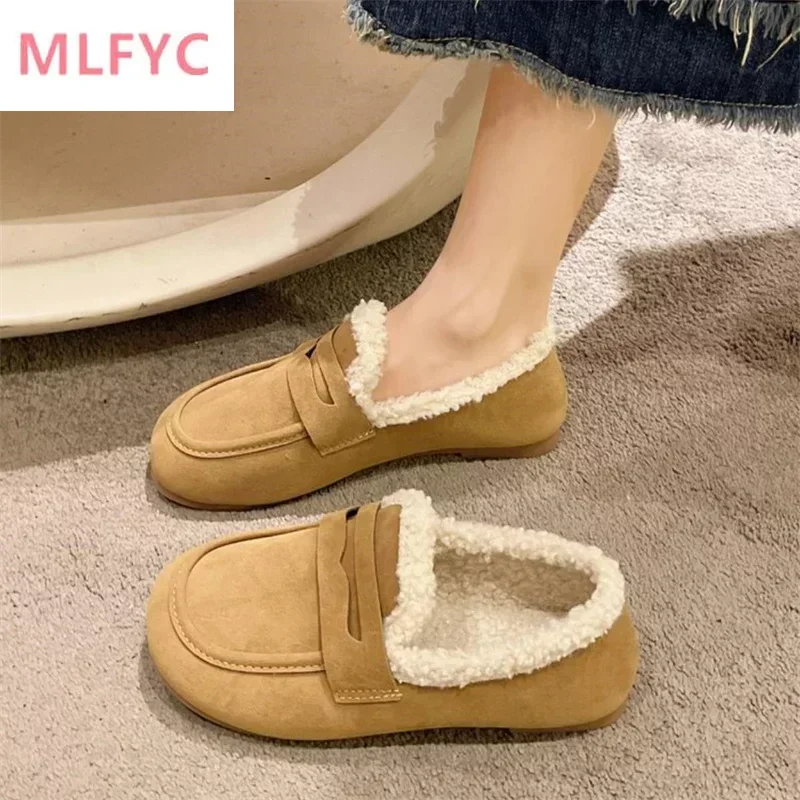 Wildleder Round Toe Plüsch Winter Damenschuhe