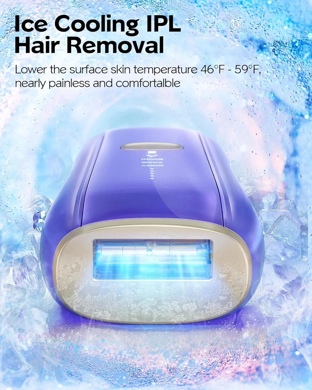 إزالة الشعر بالليزر من زيكا للنساء والرجال، إزالة شعر IPL مع نظام تبريد الثلج لنتائج غير مؤلمة وثابتة، الإبطين والساقين والذراعين ثنائية