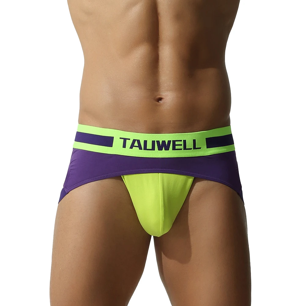 TAUWELL Men's Sexy Double cropped underwear with sexy and sexy buttocks, hollowed out triangle pants with novelty view 2