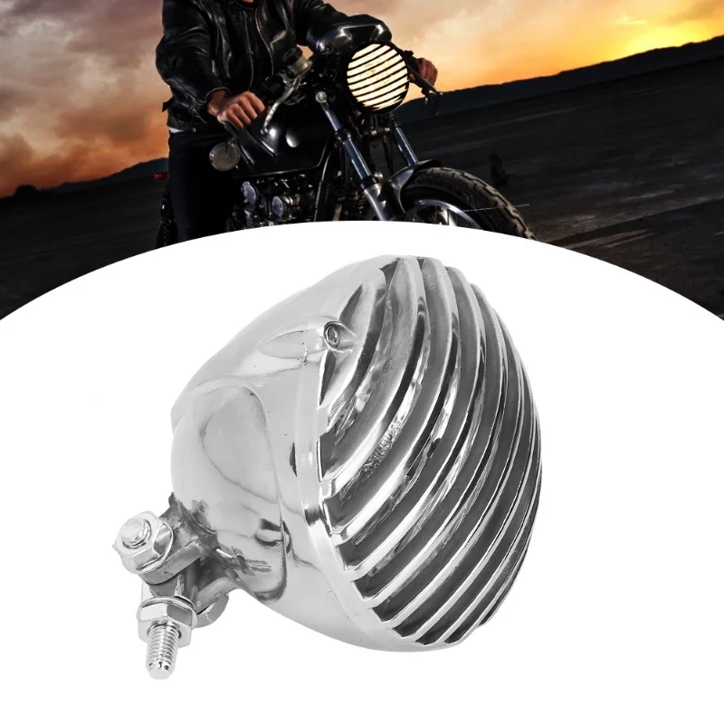 

5.5in Vintage Motorcycle Grille Headlight Headlamp Practical Modification AccessorySilver