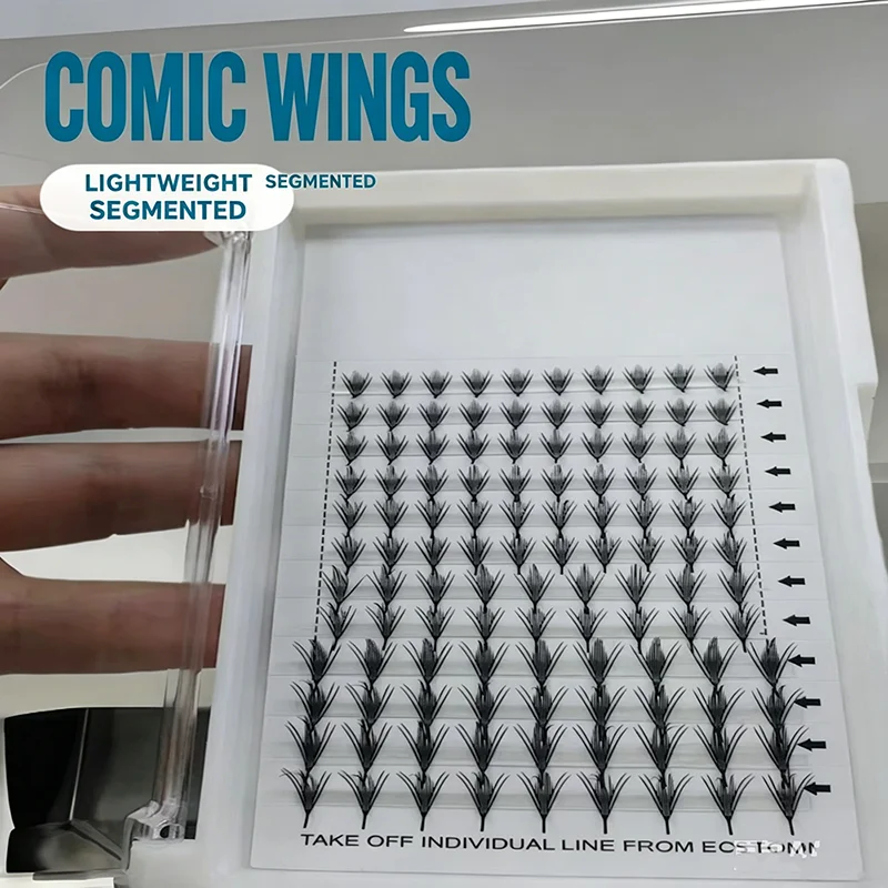 2PCS 0.07 Comic Wing False Eyelashes OEM Custom Fluffy Feather Lashes Thin Band New Style