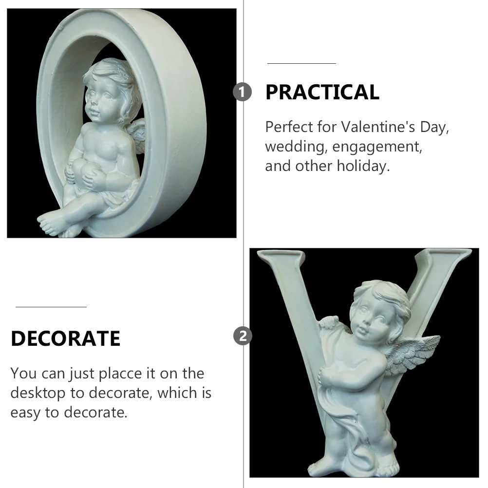 

1 set 1 Set Love Angel Figurines Desktop Ornament Wedding Party Decoration Home Festival Decor Stable Standing Small Statue