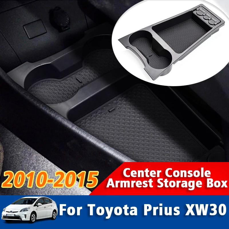 

Car Central Armrest Storage Box For Toyota Prius 30 XW30 2010 2011 2012 2013 2014 2015 Center Console Flocking Organizer