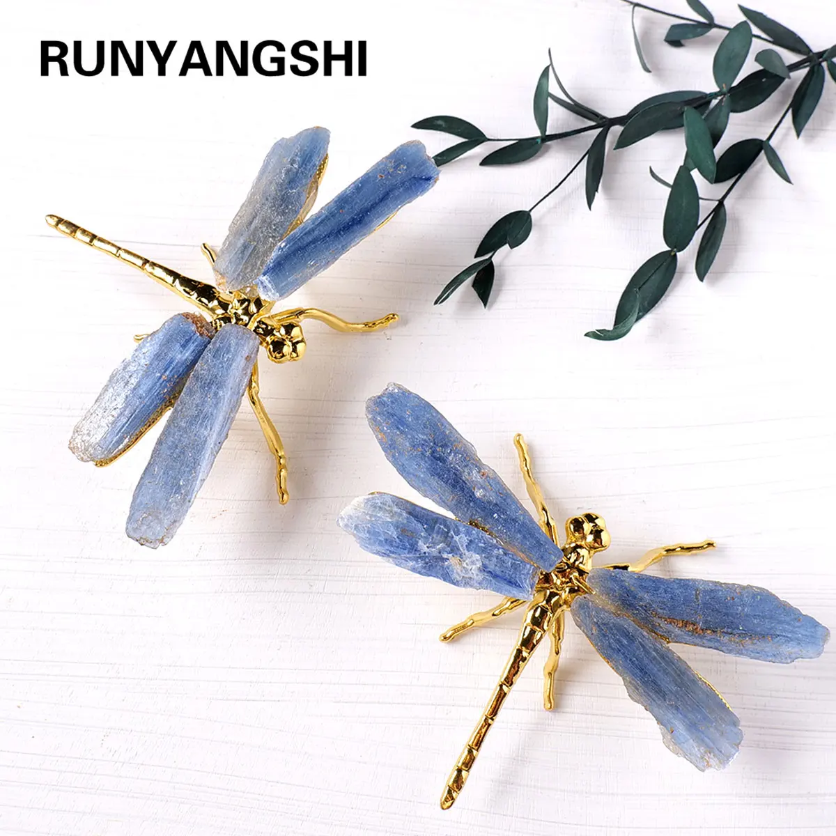 1pc Natural Crystal Kyanite DIY Dragonfly Brass Accessories Children's Day Gifts Home and Office Decoration Birthday Gift