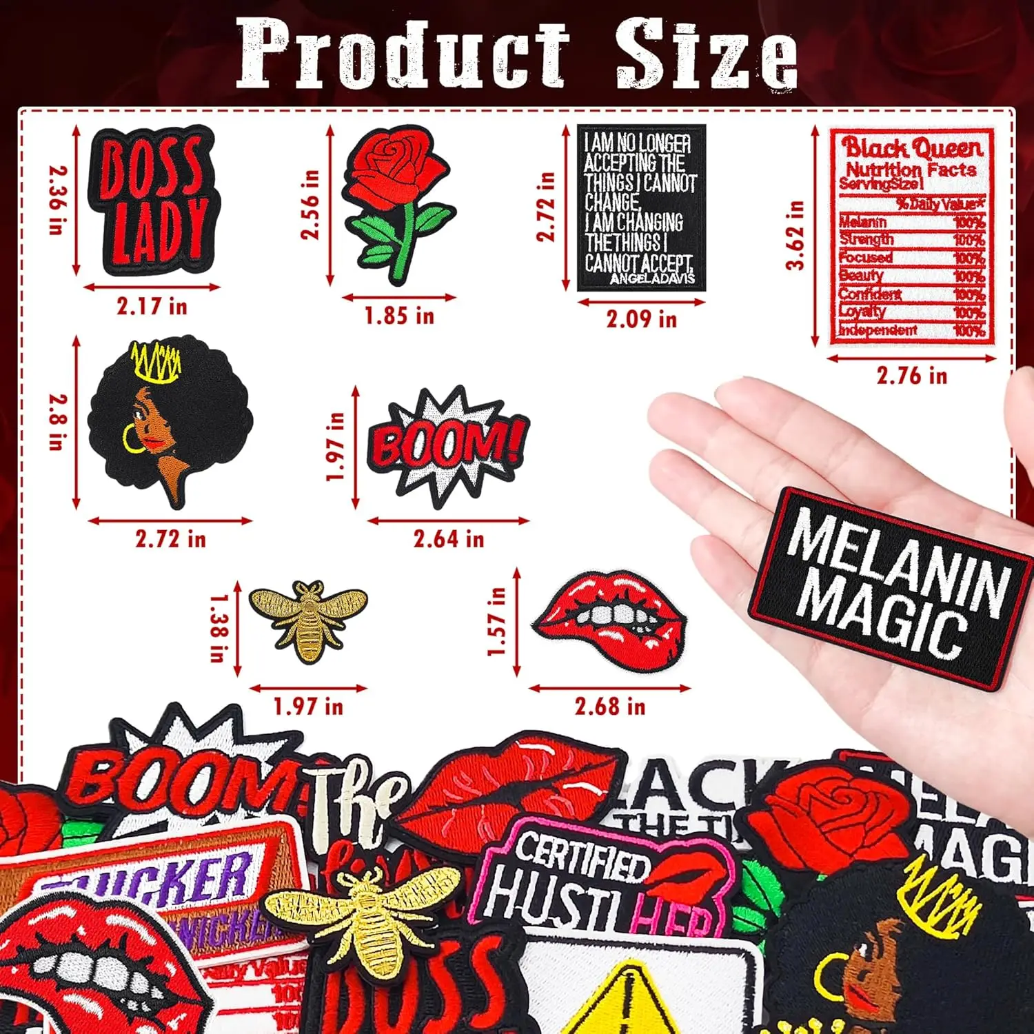 22PCS Black Girl Iron on Patches Girl Power Embroidered Patches for Trucker Hats Clothes Jackets Backpacks