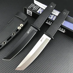 Hot Sale Fixed Blade Knife 8Cr13Mov Blade White/Black Nylon Wave Fiber Handle with Sheath Tactical Military Straight Knife