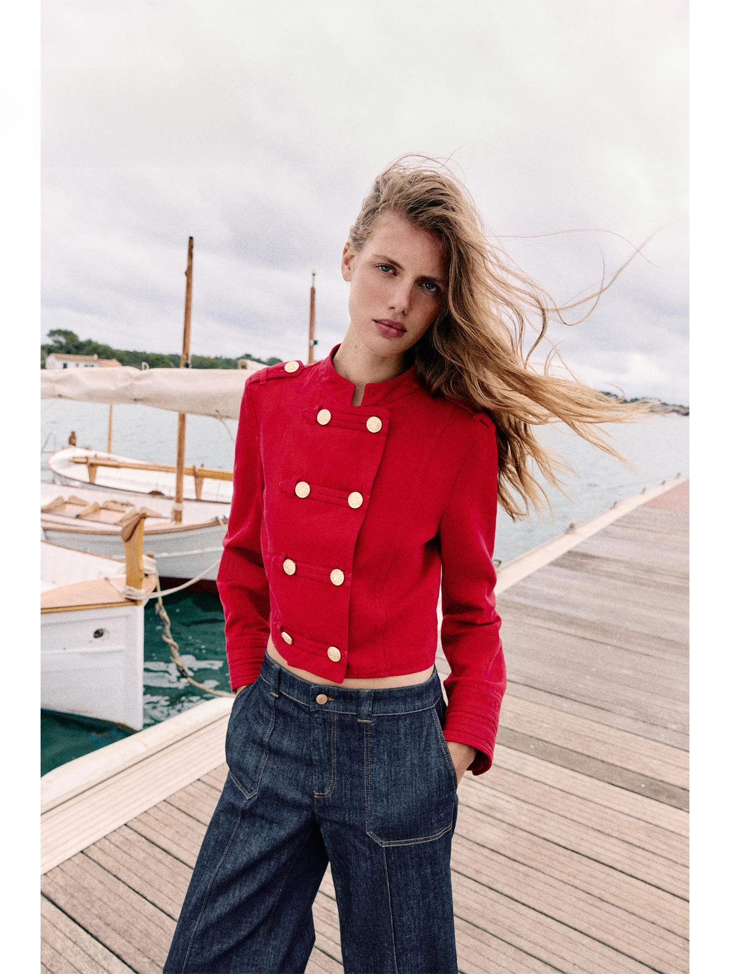 

Summer 2026 Women's Slim Fit Short Jacket Stand Collar Double Button Retro Court Style Casual Fashion Ladies Shirt