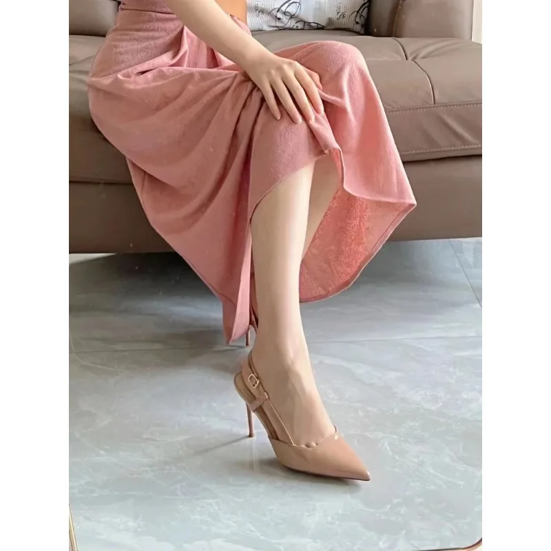 Ladies new summer simple solid color sexy pointed sandals brand designer daily leisure comfortable wedding banquet high heels