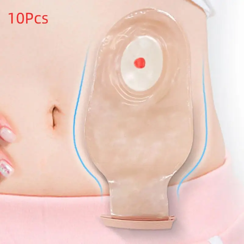 10pcs Drain Valve One-piece System Colostomy Bags For Adults Disposable Colostomy Pouch Opening 20-65mm With Clip Closure