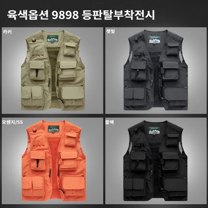 Rompi Pancing Multi Saku Rompi Hiking Kerja Amerika Pria Baru Musim Panas Rompi Fotografer Pakaian Kerja Jaring Jaket Tanpa Lengan Rompi Alat 6xl