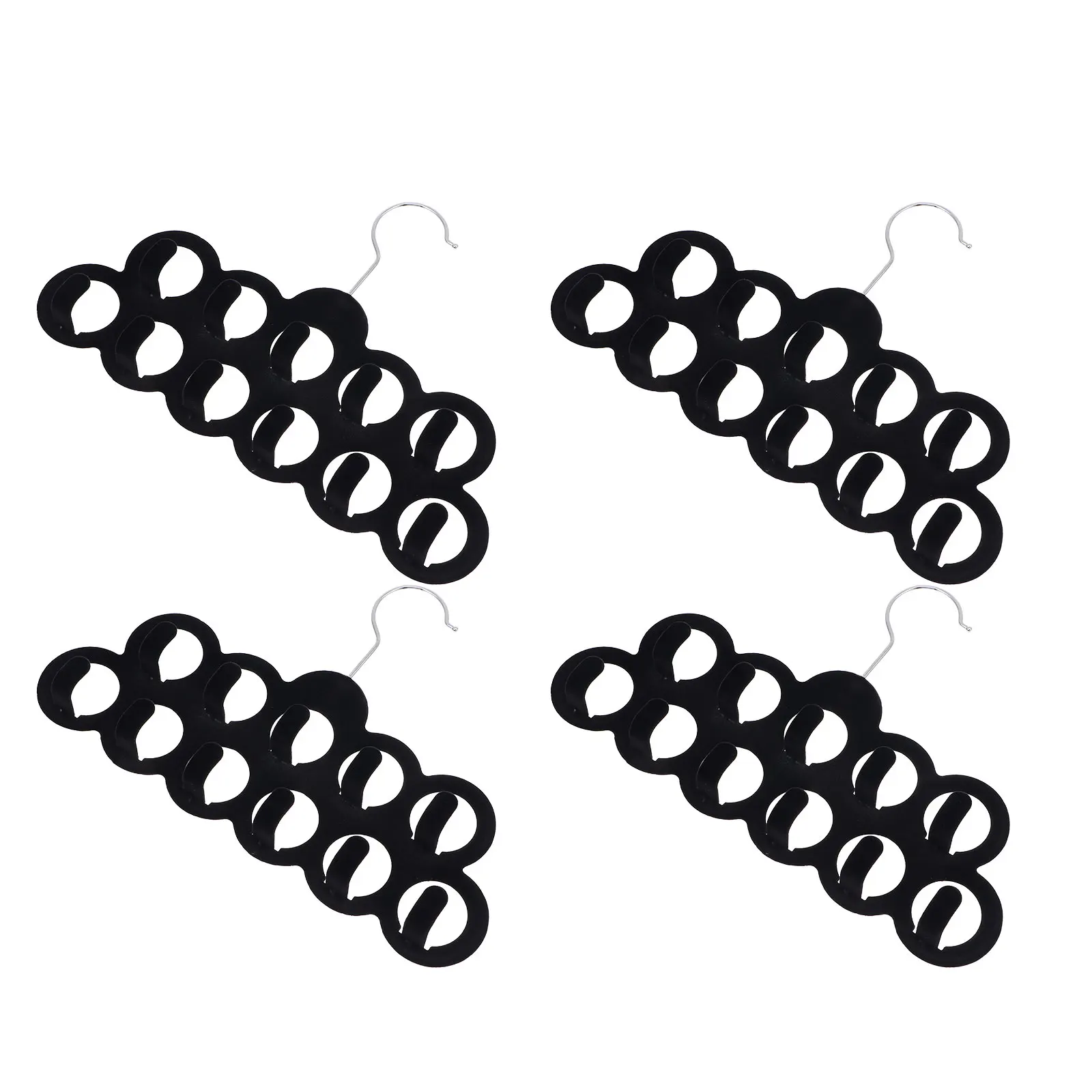 

4pcs Non slip Hangers Foldable Tie Scarf Belt Holders 11 Hooks Black Clothes Rack Wardrobe ganizer Storage Display Home