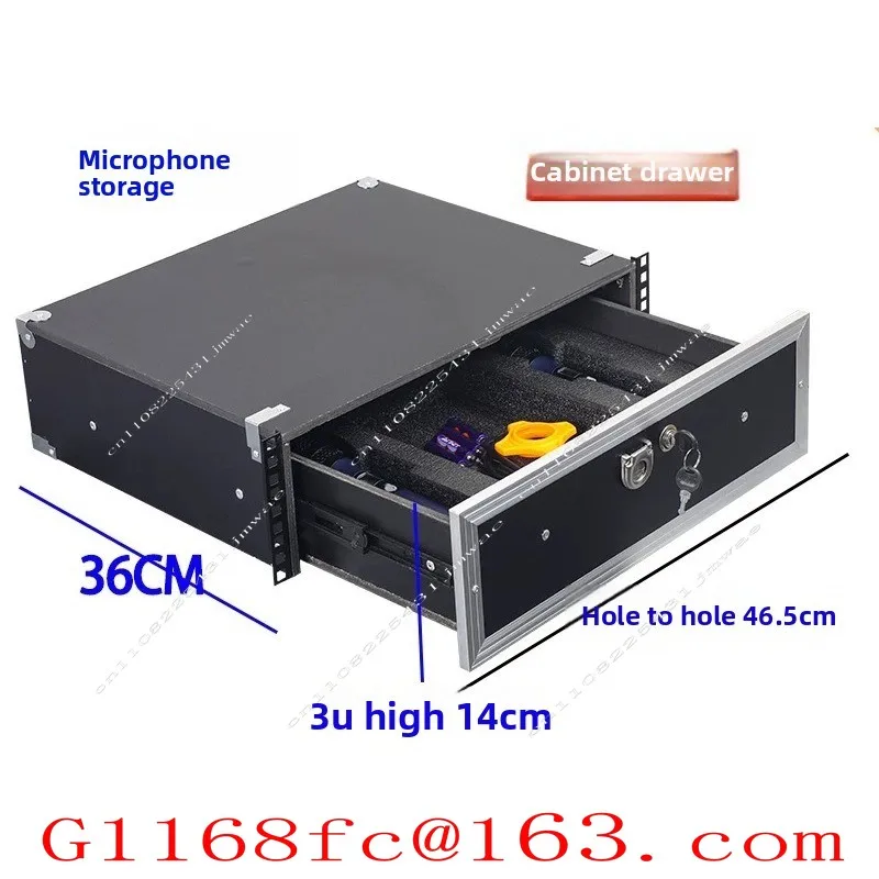 2U/Metal Iron Microphone Drawer KTV Wireless Microphone 19 Inch Storage Box Wooden Drawer