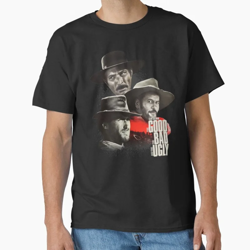 

The Good 0912 Vintage film A Fistful of Dollars Cowboy movie Eastwood Retro Gift t shirt for men Large size Tops printed Clothes