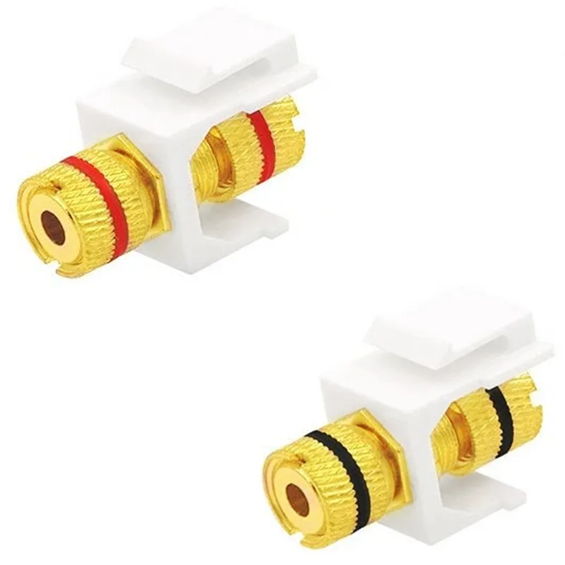 10 Pieces Banana Jack Binding Post Keystone Jack Insert, Black and Red Rings Audio Speaker Keystone Connector Screw Type