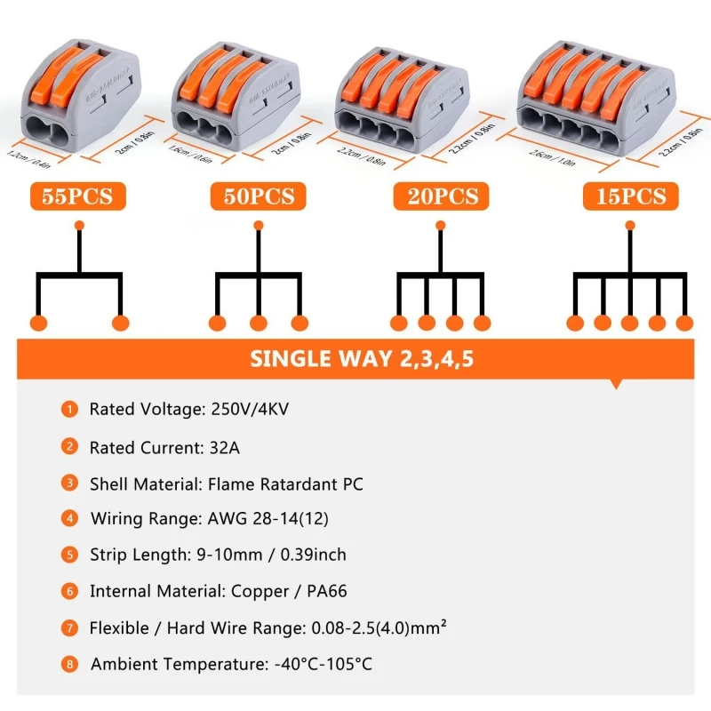 Wire Connector PCT-212 213 215 Combination Box Set Quick Connect Terminal Block