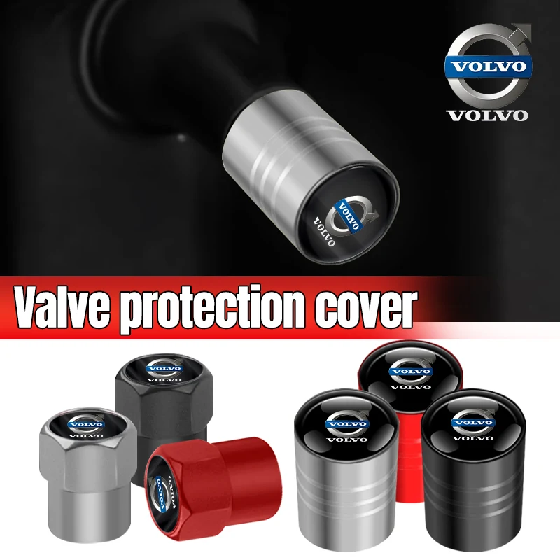 Tapas de válvula de neumático de rueda de coche, cubierta de vástago de Metal para Volvo XC40, XC60, XC90, C30, C70, S40, S60, S80, S90, T5, T6, T8, V40, V50, V60, V70, 4 unids/set