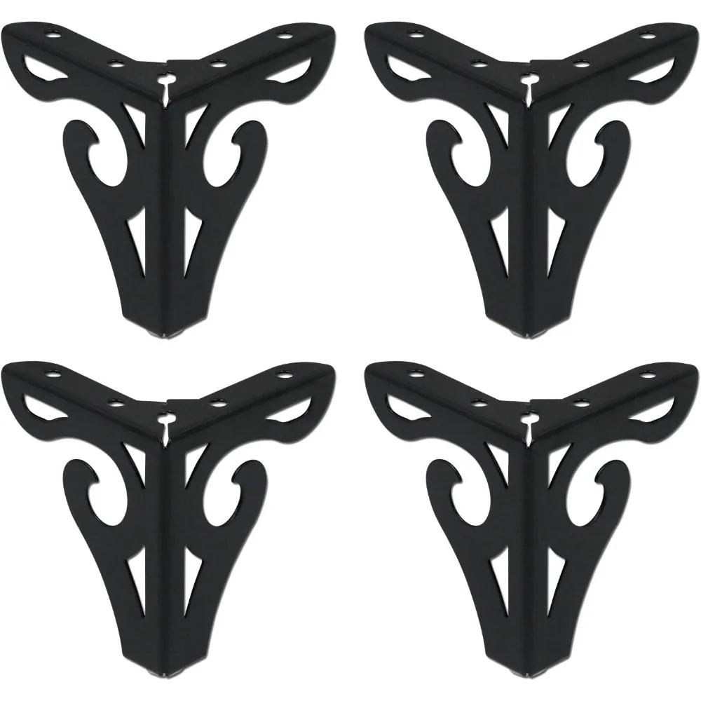 

Furniture Legs Feet Iron Sofa Feet Hollow Out Modern Cabinet Legs 4-Inch Height Matte Black Decorative Feet Pack of 4 f