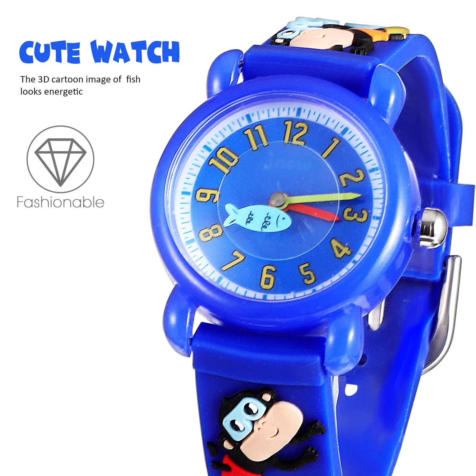 2 pcs Watches Cartoon Marine Theme Arabic Numeral Dial Comfortable Strap Adjustable Buckle Creative Gift For