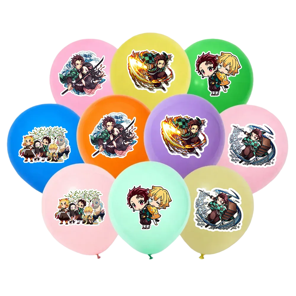 10 Globos de Látex de 12 Pulgadas con Diseño de Demon Slayer, Decoración para Fiestas de Cumpleaños Infantiles, Baby Shower, Globos de Anime