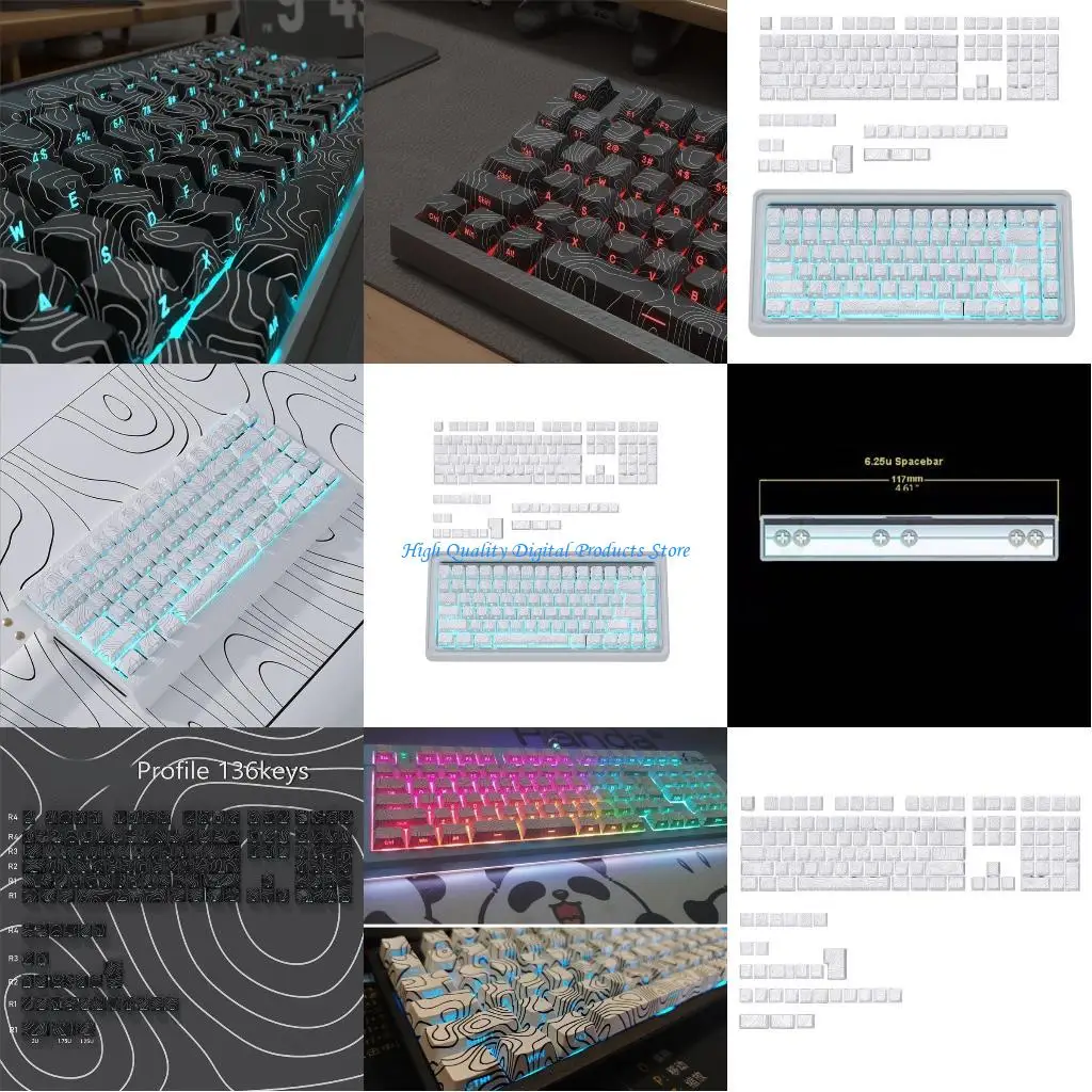 

U2JE Backlight Compatible Line Carved 136 Keycap Set For Mechanical Keyboard Keycaps