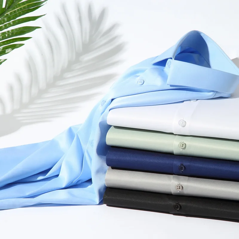 Hohe Qualität Männer Kleid Shirts Langarm Stretch Anti-Falten Shirts Für Männliche Weiche Schlanke Social Business Bluse Büro hemd 5XL