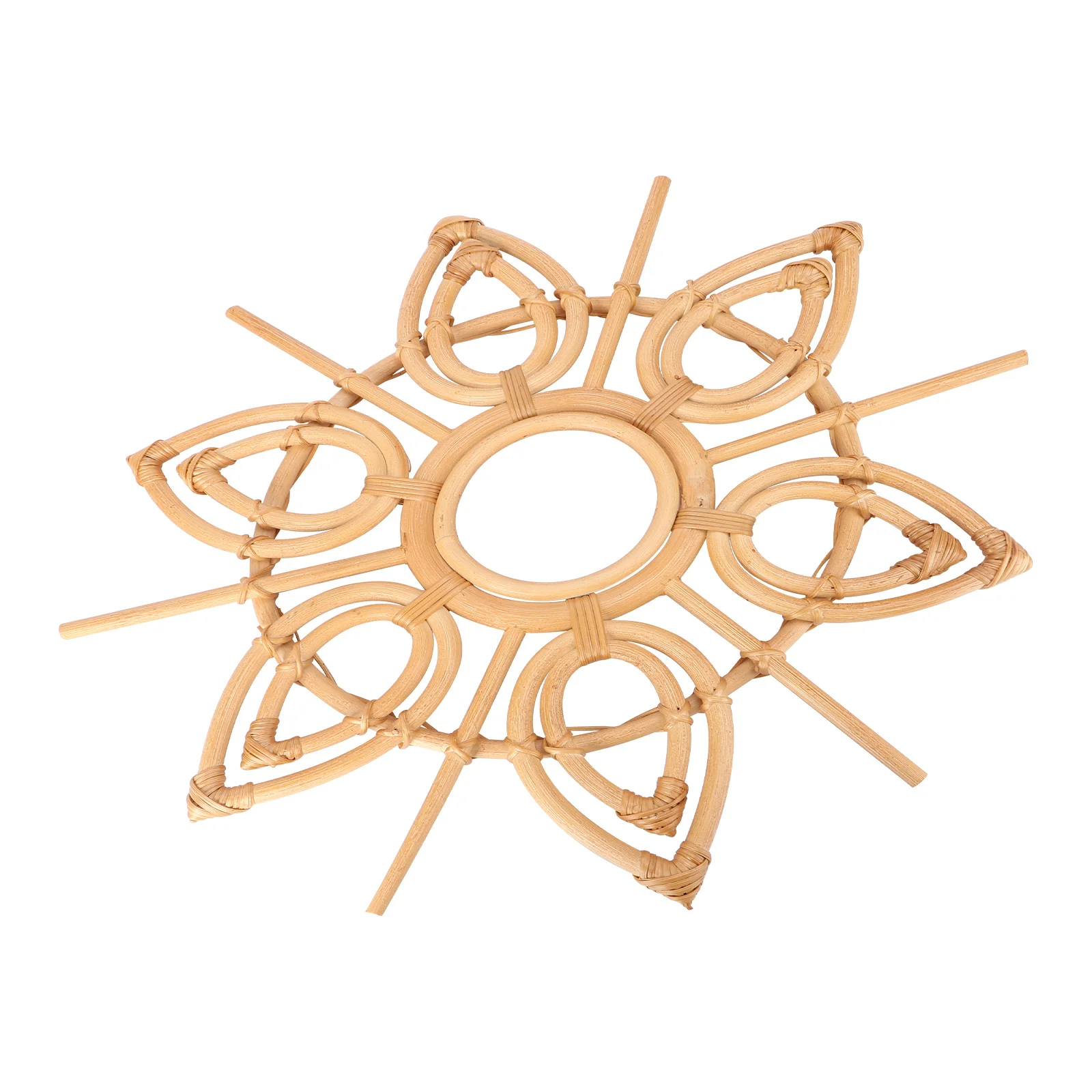 

1Pcs Rattan Wall Mirror Decor Woven Ornament Khaki Material No Peculiar Smell Living Room Bedroom Bathroom