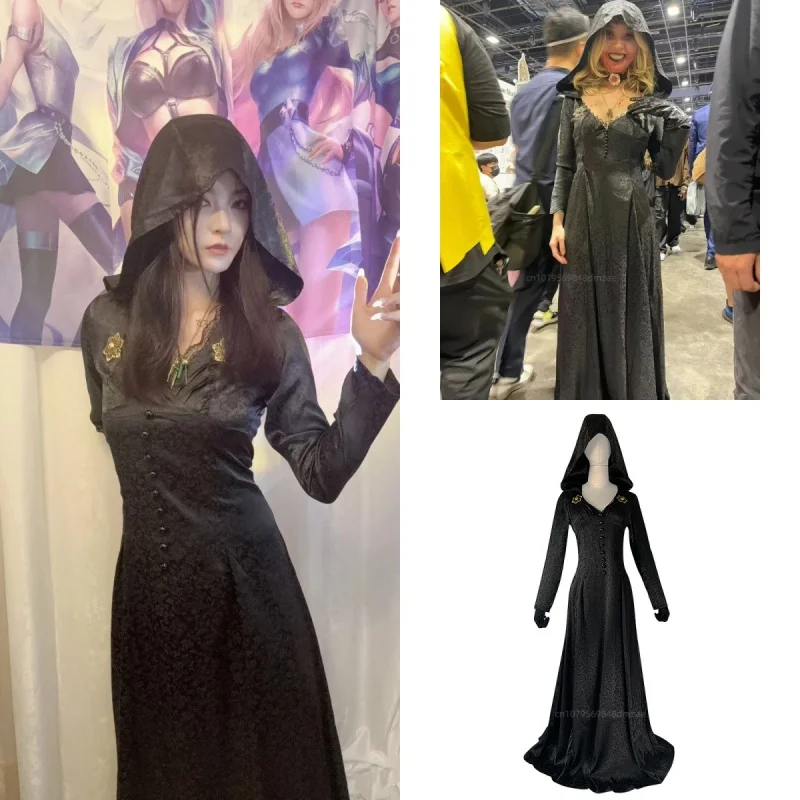 

Halloween Cosplay Costume, Village Moth Girl Black Vampire Cosplay Long Dress for Comic Exhibitions and Festivals